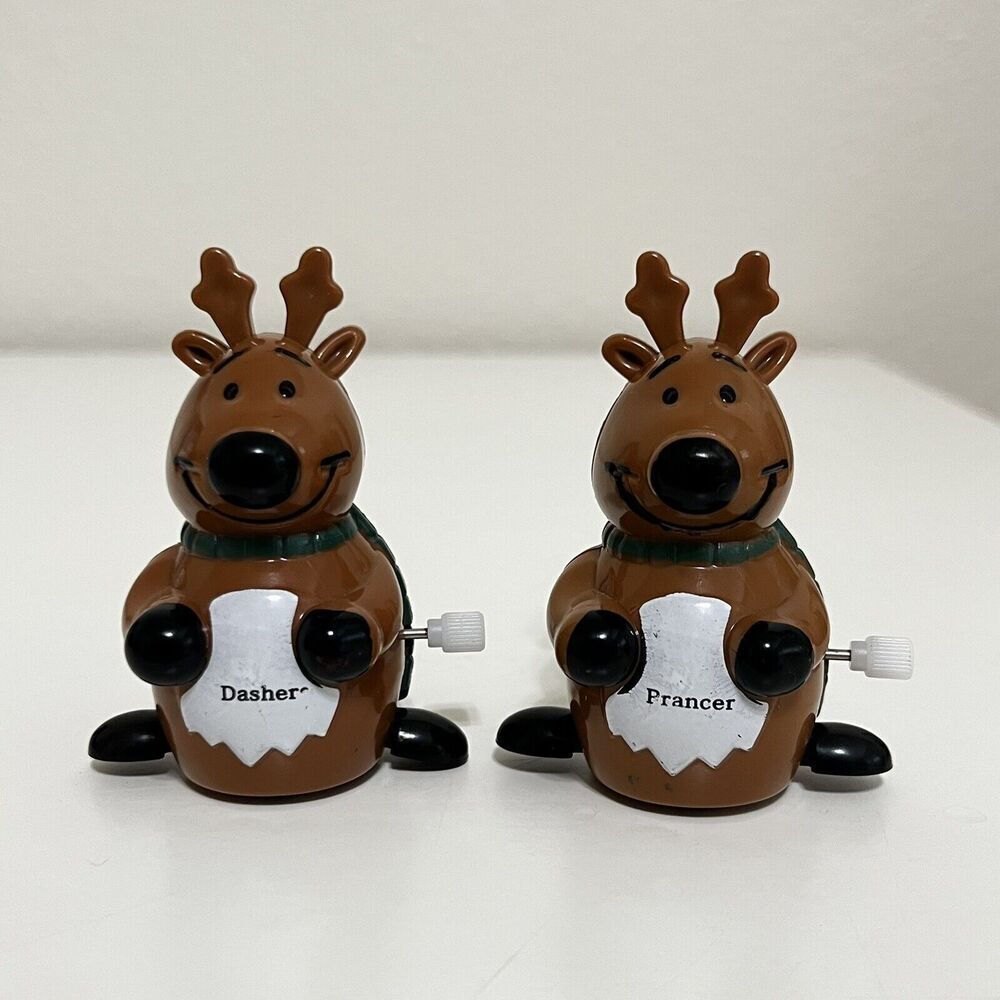 Robin Reed Santa's Reindeer Wind Up & Go Toys Dasher and Prancer Christmas